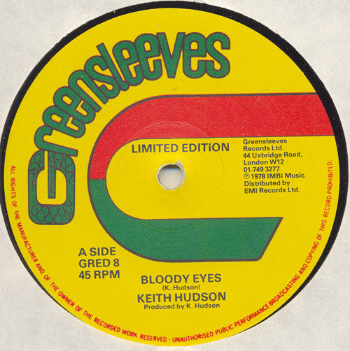 Keith Hudson : Bloody Eyes (12", Single, Ltd)
