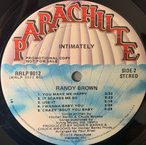 Randy Brown (2) : Intimately (LP, Album, Promo, 16 )