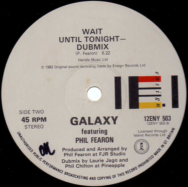 Galaxy (4) Featuring Phil Fearon : Wait Until Tonight (My Love) (12", Single)