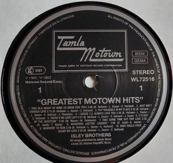 The Isley Brothers : Greatest Motown Hits (LP, Comp)