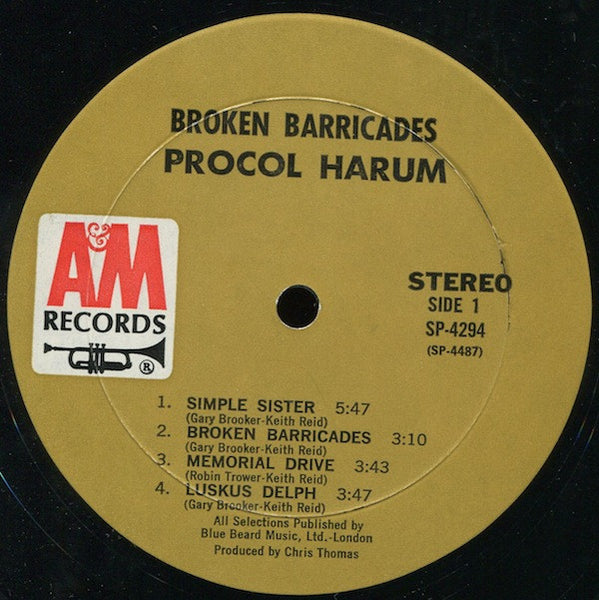 Procol Harum : Broken Barricades (LP, Album, Mon)