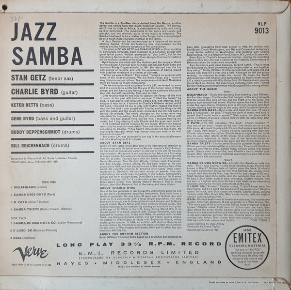 Stan Getz - Charlie Byrd : Jazz Samba (LP, Album, Mono, RP)