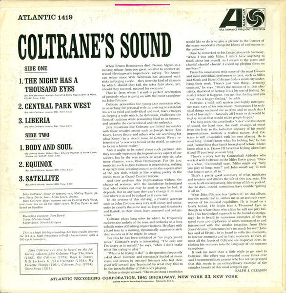 John Coltrane : Coltrane's Sound (LP, Album, Mono)