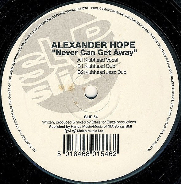 Alexander Hope : Never Can Get Away (12")
