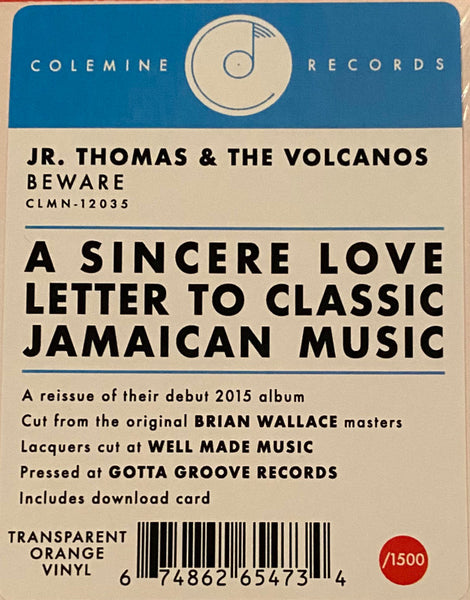 Jr. Thomas & The Volcanos : Beware (LP, Album, Mono, Ltd, RE, Ora)