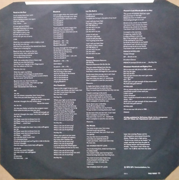 Wings (2) : Band On The Run (LP, Album, RE, Pos)