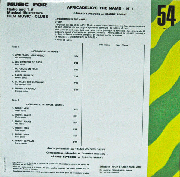Gérard Lévêque & Claude Romat : Africadelic's The Name N° 1 (LP)