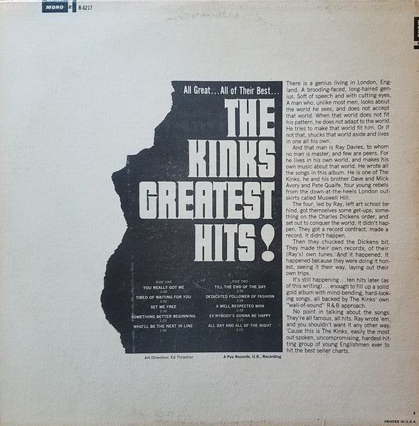 The Kinks : The Kinks Greatest Hits! (LP, Comp, Mono)