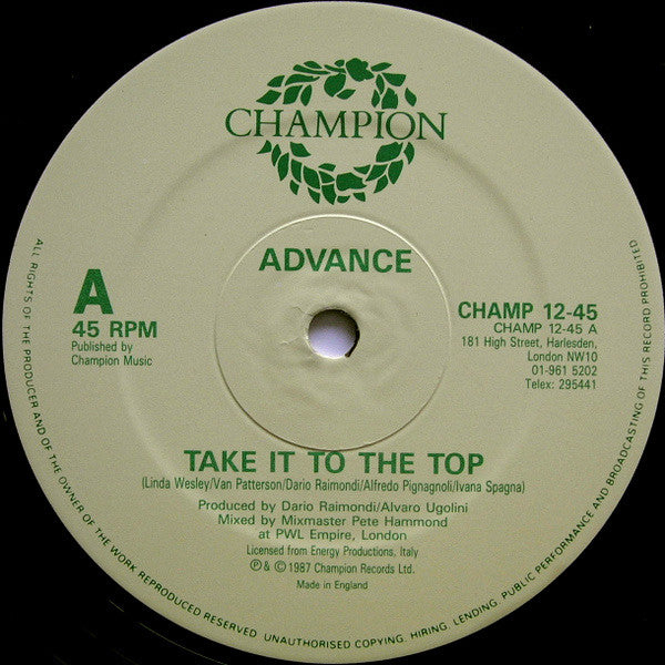 Advance : Take It To The Top (12")