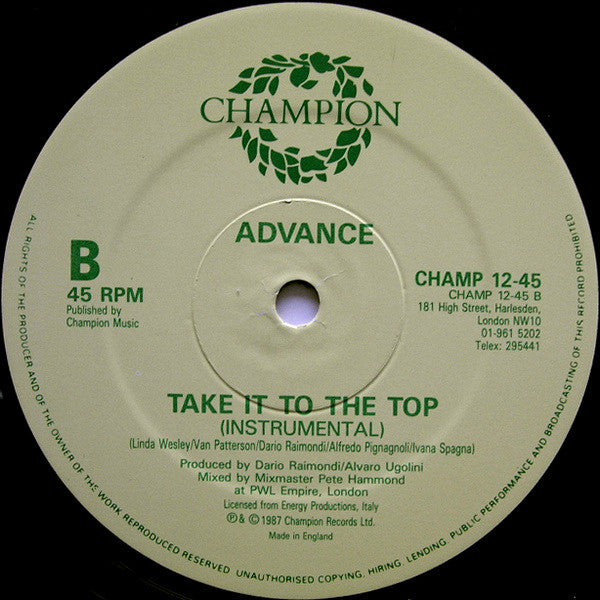 Advance : Take It To The Top (12")