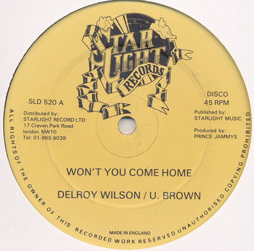 Delroy Wilson / U Brown : Won't You Come Home (12")