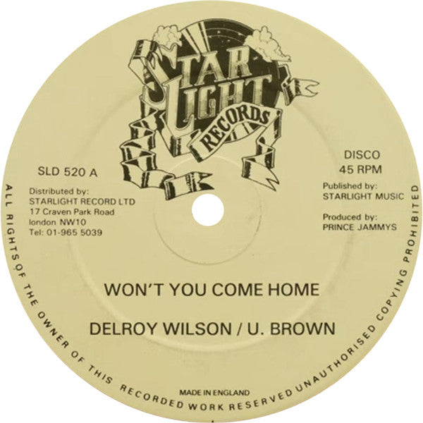 Delroy Wilson / U Brown : Won't You Come Home (12")