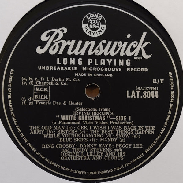 Irving Berlin, Bing Crosby, Danny Kaye (2) And Peggy Lee : Selections From Irving Berlin's White Christmas (LP, Lab)