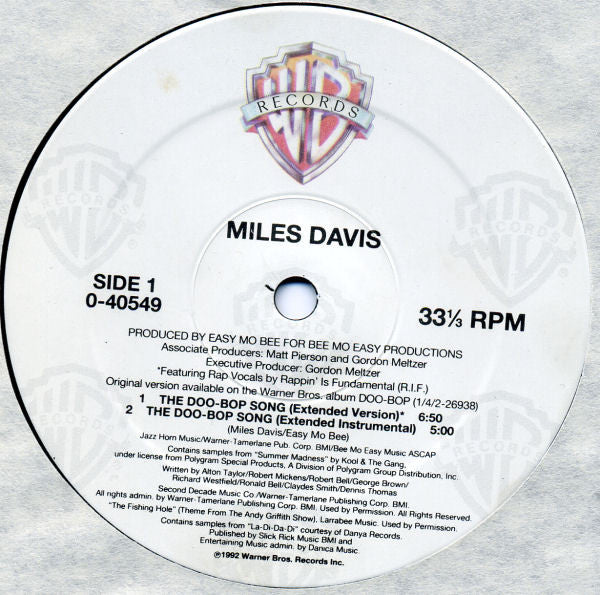 Miles Davis : The Doo-Bop Song (12", Maxi)