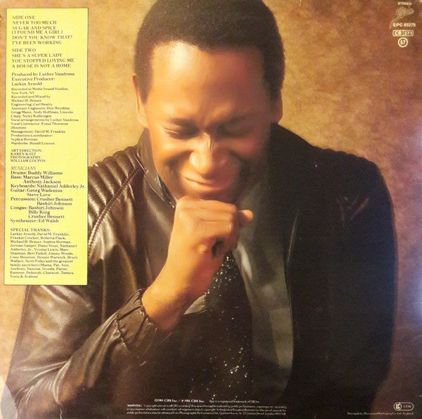 Luther Vandross : Never Too Much (LP, Album)