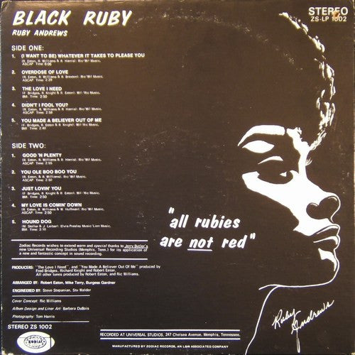 Ruby Andrews : Black Ruby (LP, Album)