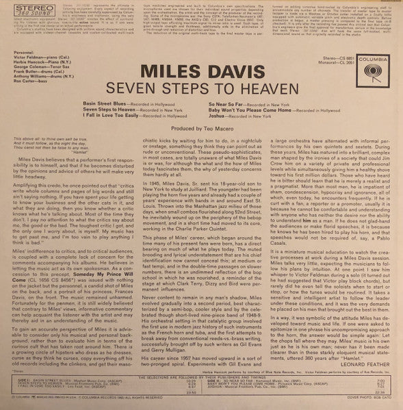Miles Davis : Seven Steps To Heaven (LP, Album, Pit)