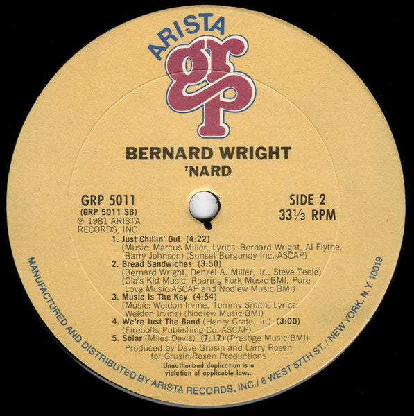 Bernard Wright : 'Nard (LP, Album, Ter)