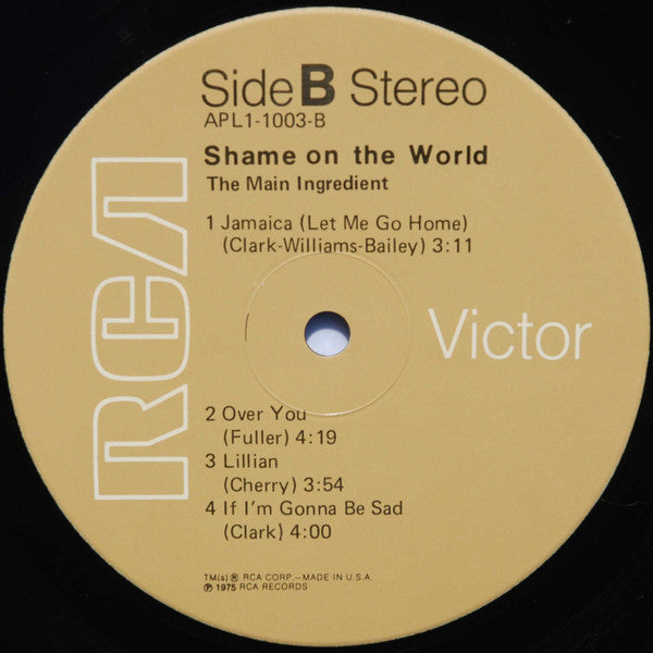 The Main Ingredient : Shame On The World (LP, Album, Ind)
