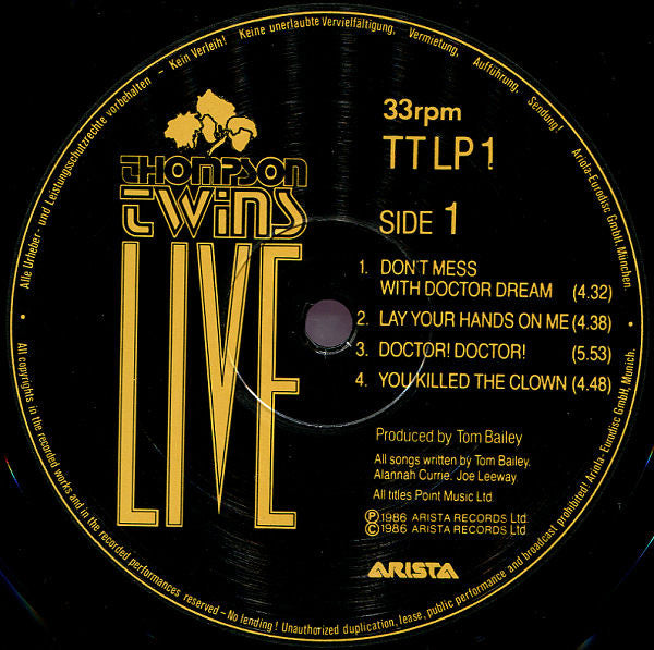 Thompson Twins : Thompson Twins Live (LP, Album)