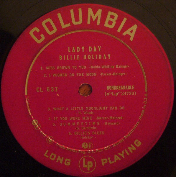 Billie Holiday : Lady Day (LP, Comp, Mono)