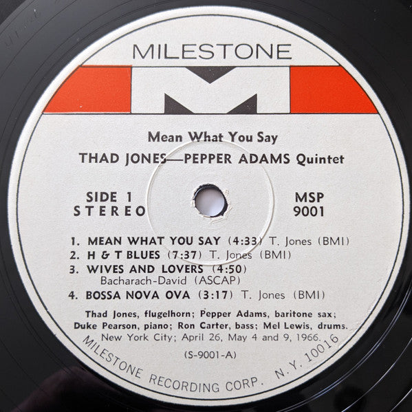 Thad Jones / Pepper Adams Quintet : Mean What You Say (LP, Album)