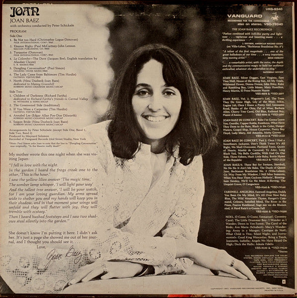 Joan Baez : Joan (LP, Album, Mono, Ter)