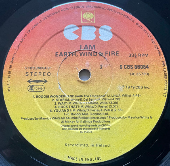 Earth, Wind & Fire : I Am (LP, Album, Gat)