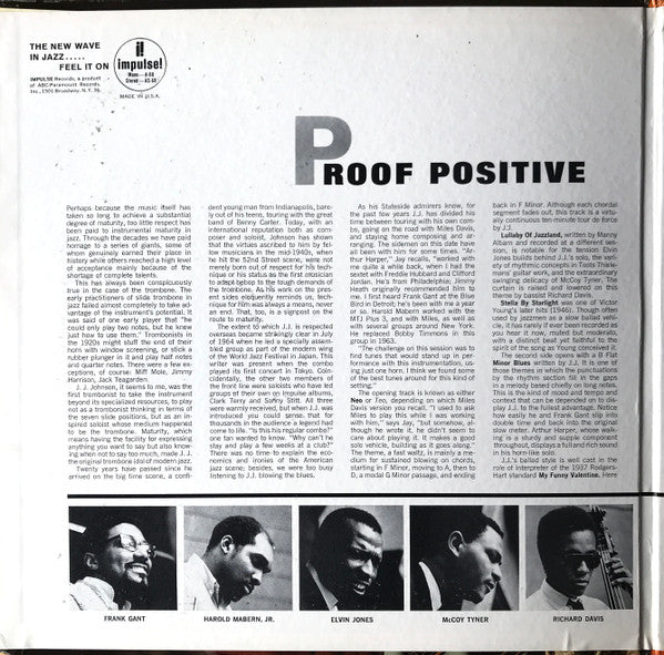J.J. Johnson : Proof Positive (LP, Album, Mono)