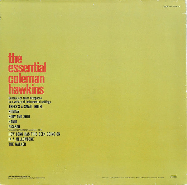 Coleman Hawkins : The Essential Coleman Hawkins (LP, Comp, RE, Gat)