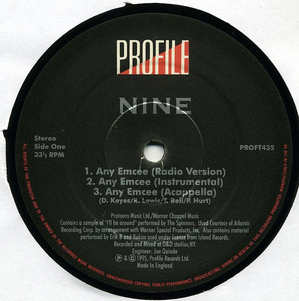 Nine : Any Emcee / Tha Cypha / Whutcha Want? (Remix) (12")