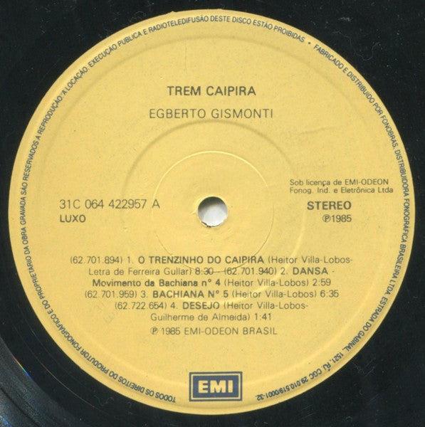 Egberto Gismonti : Trem Caipira (LP, Album)