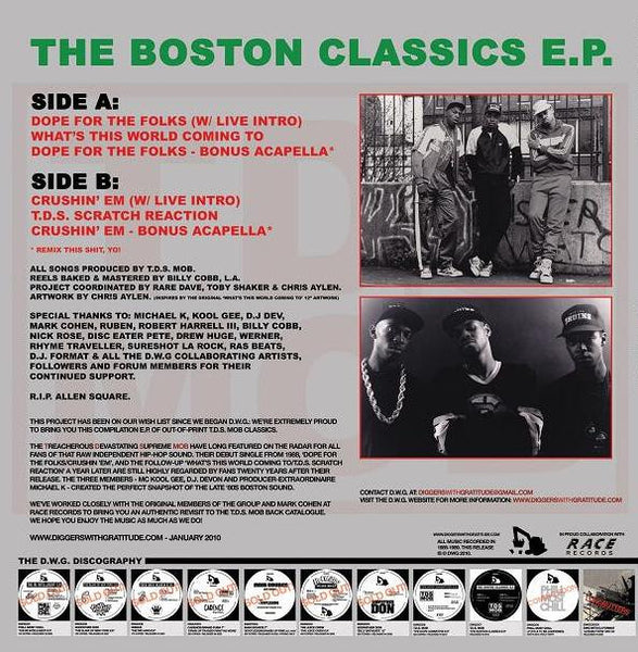 T.D.S. Mob : The Boston Classics E.P. (12", EP, RM)