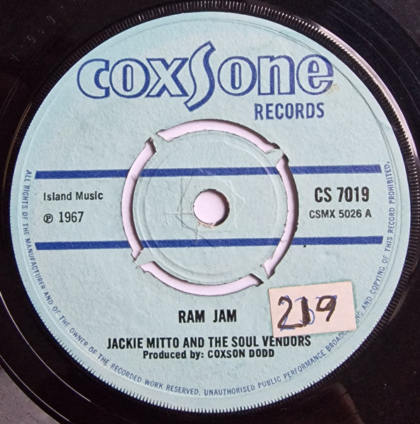 Jackie Mitto* And The Soul Vendors / The Summertairs : Ram Jam / You Are Gonna Leave Me (7")