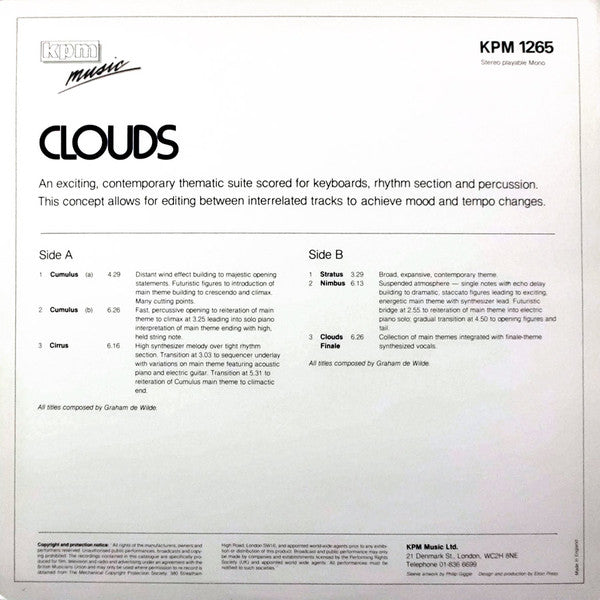 Graham De Wilde : Clouds (LP)