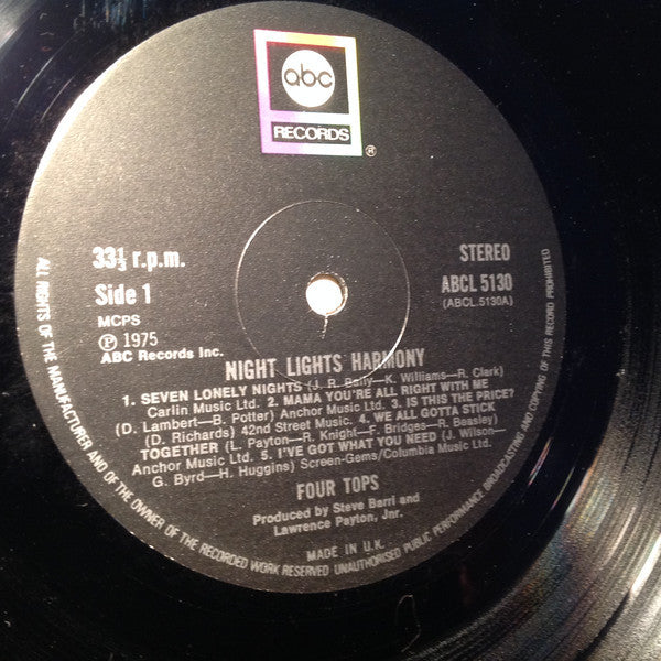 Four Tops : Night Lights Harmony (LP, Album)