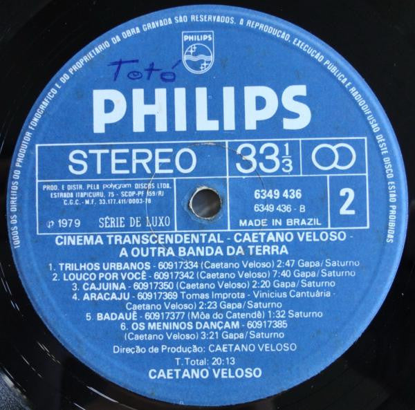 Caetano Veloso & A Outra Banda Da Terra : Cinema Transcendental (LP, Album)