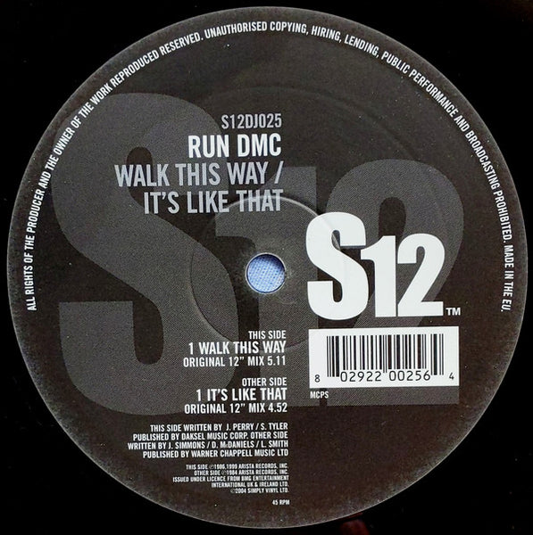 Run DMC* : Walk This Way / It's Like That (12", RE, RP)