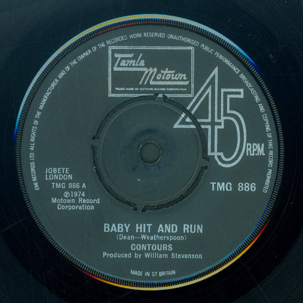 Contours* : Baby Hit And Run / Can You Jerk Like Me (7", Single, 4-P)