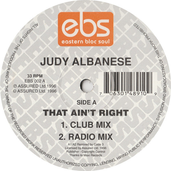 Judy Albanese : That Ain't Right (12")