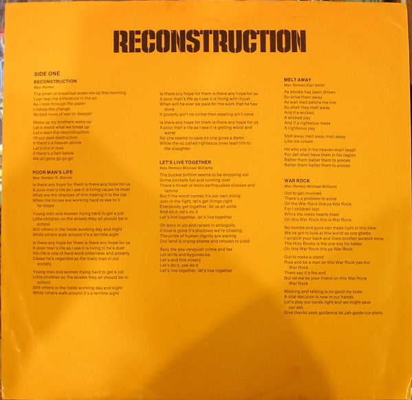 Max Romeo : Reconstruction (LP, Album)