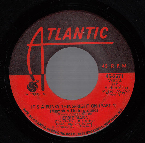 Herbie Mann : It's A Funky Thing - Right On (7", Single, Pla)