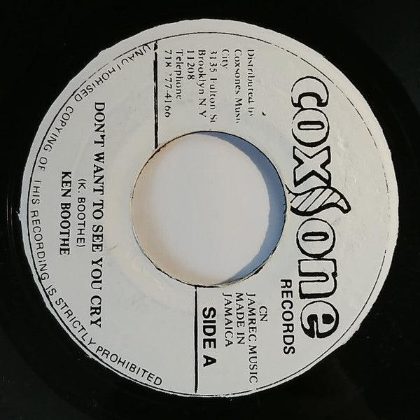Ken Boothe / The Wailers : Don't Want To See You Cry / I Need You (7", RE)
