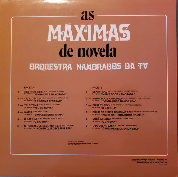 Orquestra Namorados Da TV : As Maximas de Novela  (LP, RE)