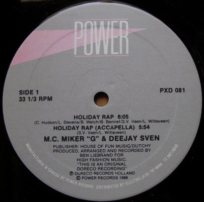 M.C. Miker "G" & Deejay Sven* : Holiday Rap (12")