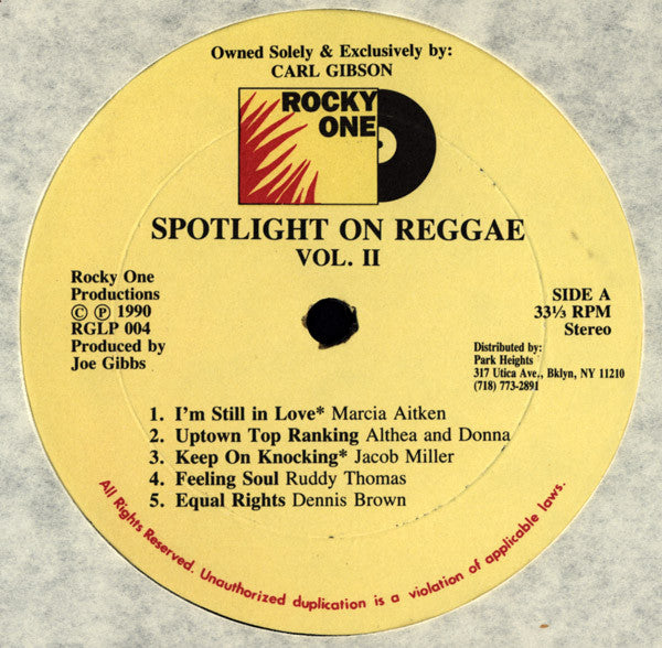 Various : Spotlight On Reggae Vol. II (LP, Comp)