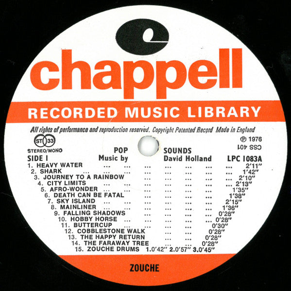 David Holland : Zouche - Pop Sounds By David Holland (LP)