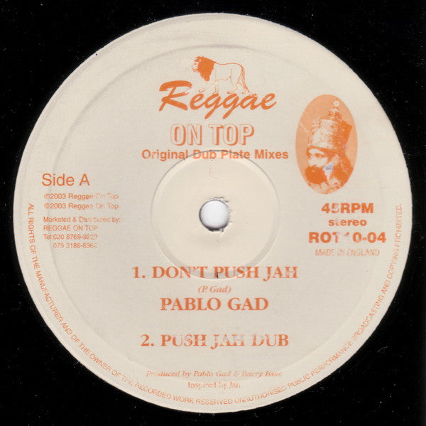 Pablo Gad : Don't Push Jah / More Blood (10")