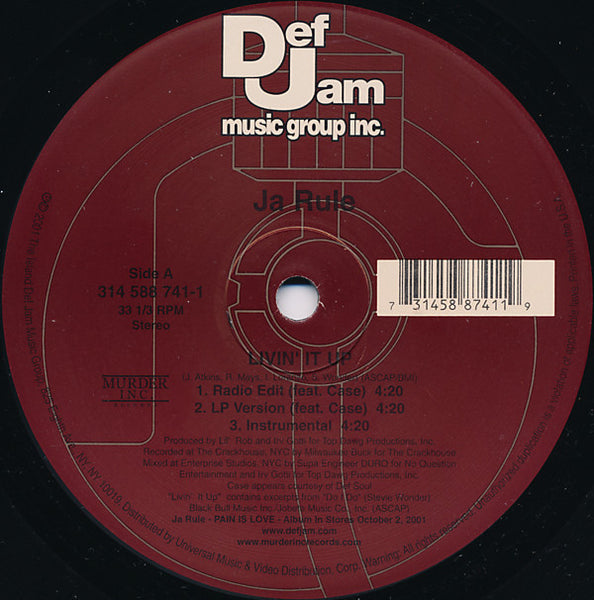 Ja Rule : Livin' It Up (12", Single)