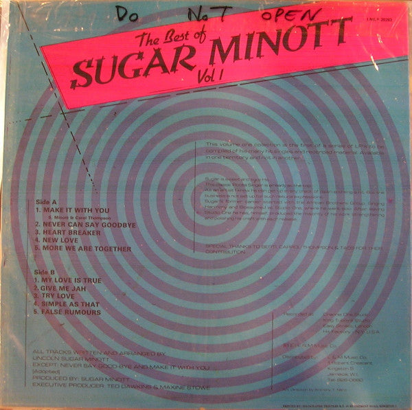 Sugar Minott : The Best Of Vol 1 (LP, Comp, RE)